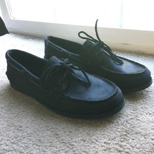 Sperry top sider black leather boat shoes 11